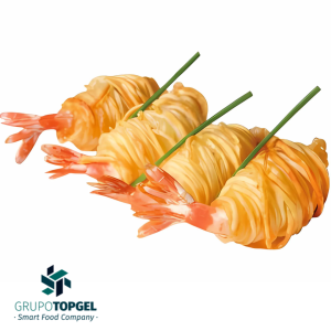 CRUJIENTE PATATA Y LANGOSTINO TOPGEL